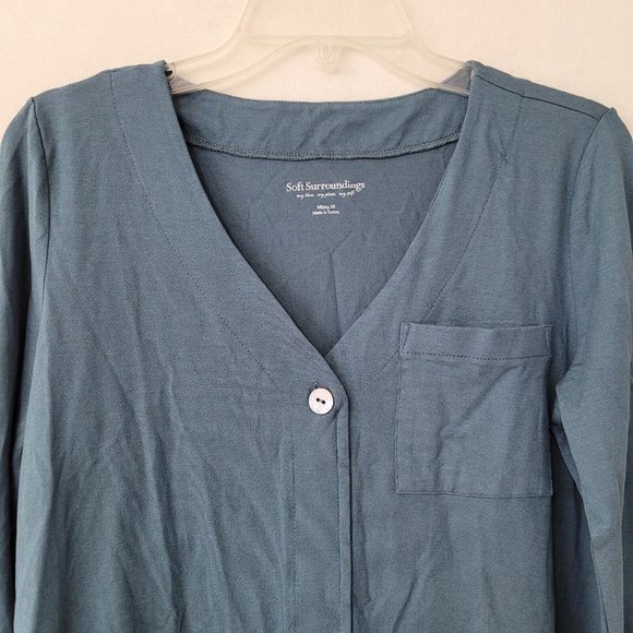 Soft Surroundings Shirt Women M Miramar Long Sleeve V-Neck Pullover Blue - Picture 4 of 12